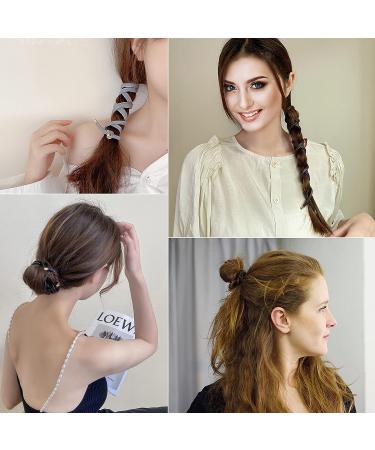 3Pcs Leather Hair Ties Ponytail Holders - Red Brown Grey | French Hairstyle Wraps - Buy Online on GoSupps.com