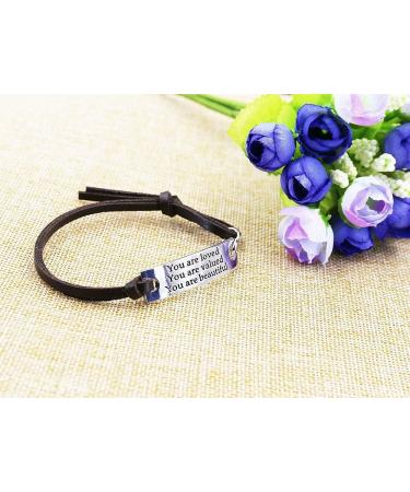 You Are Loved, Valued, Beautiful - Leather Inspirational Bracelet for Women - Perfect Gift for Mother, Daughter, Teens - Christmas/Birthday Present - Buy Online on GoSupps.com
