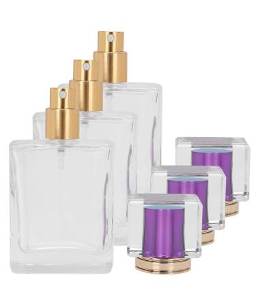 Glass Perfume Bottle Refillable Perfume Atomizer Dispenser Liquid Makeup Container 50ml (Purple)