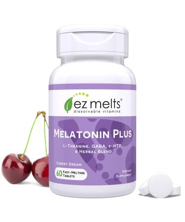 EZ Melts Melatonin Plus - Calming & Sleep Support Supplement with Lemon Balm Extract & Passion Flower - Non-GMO & Vegan - Cherry Dream - 60 Dissolvable Tablets (60 Servings) 60 Count (Pack of 1)