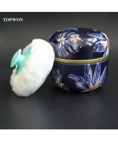 Topwon 3.15 BPA-Free Fluffy Powder Case with Puff - Blue Flower Design | Travel & Home Use - Buy Online on GoSupps.com