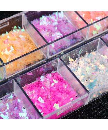 Buy Gzsyy Nail Art Glitter Sequin Flakes - Iridescent Chunky Nail Glitter for 3D Holographic Designs | International Shipping Available - Buy Online on GoSupps.com