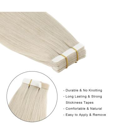 Real Hair Extensions - Ice Blonde Tape In Extensions #1000 | 35cm 20 Pieces 50g | Invisible Glue for Smooth Finish - Buy Online on GoSupps.com