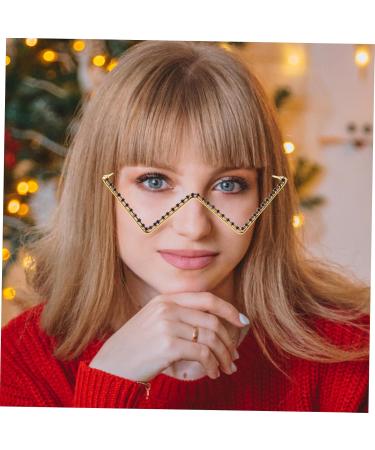 Hakidzel Strass Glasses Frame - Rhinestone Decorative Eyewear European & American Style 14.8x14.2cm - Buy Online on GoSupps.com