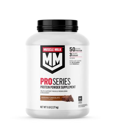 Muscle Milk Pro Series Protein Powder Supplement, Knockout Chocolate, 5 Pound, 28 Servings, 50g Protein, 3g Sugar, 20 Vitamins & Minerals, NSF Certified for Sport, Workout Recovery, Packaging May Vary Chocolate 5 Pound (Pa