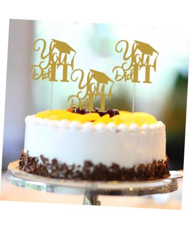 CHILDWEET 10pcs 2021 Graduation Cake Arrangement Trencher Cake Toppers 2021 Graduation Photo Booth Props Dessert Picks High Grad Paper Cups Party Cake Topper Food Insert Card Golden 13x13.5cm - Buy Online on GoSupps.com