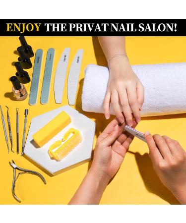 FANDAMEI 12pcs Nail Files Set with Cuticle Nipper, Buffer, Pusher, Remover Tool Manicure Kit Yellow - Buy Online on GoSupps.com