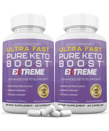 (2 Pack) Ultra Fast Pure Keto Boost Extreme Keto Pills 1675MG New & Improved Formula Contains Apple Cider Vinegar Extra Virgin Olive Oil Powder Green Tea Leaf 120 Capsules