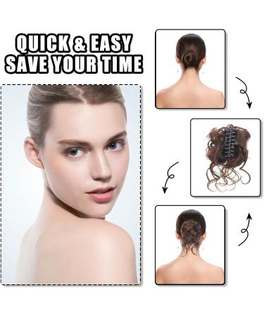 Long beard ball head wig bun grab clip Fluffy natural scrunchie bridal cocktail hairpin Messy Hair Bun Extensions Curly Wavy Hair Scrunchies Messy Bun Hairpiece (Light brown with darker shades) - Buy Online on GoSupps.com