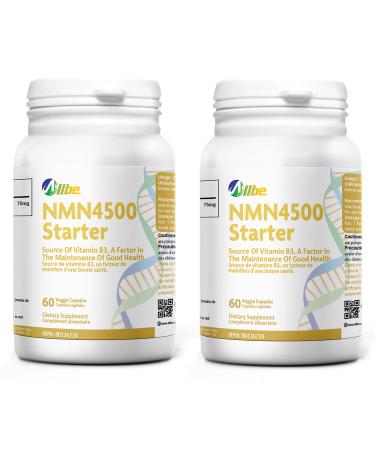 ALLBE NMN 4500 Starter Capsules 2 Packs of 60 Nicotinamide Mononucleotide 75 mg Servings NAD+ Booster Supplement for Cellular Energy Metabolism Immunity and Healthy Aging (1 Pack x 60 Capsules) 60 count (Pack of 2) Nmn 4500 (75mg)