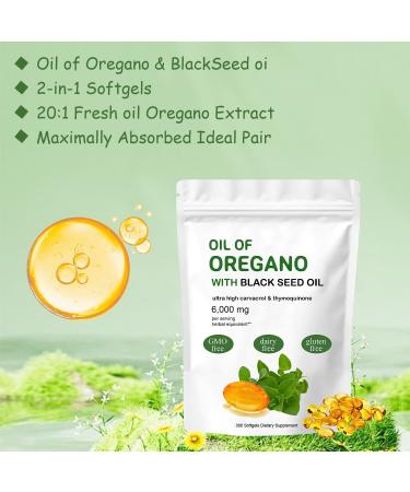 Buy 2 in 1 Oil of Oregano & Black Seed Oil - 6000mg & 200mg Softgel Capsules - 300 Count for Immune Support | International Shipping - Buy Online on GoSupps.com