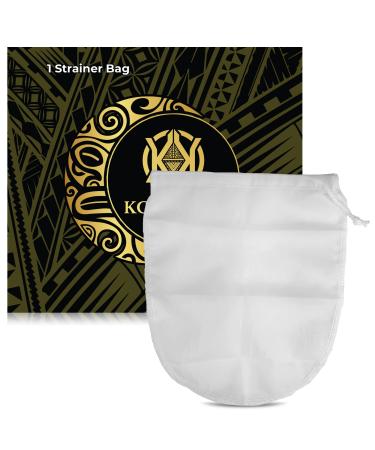 Traditional Kava Strainer Bag by Koa Kava - Food-Grade Nylon Bag for Kava Root Powder - 100 Micron Mesh Bag - Drawstring Kava Strainer - Strong Reusable Kava Root Strainer Bag 10 x 12 inch