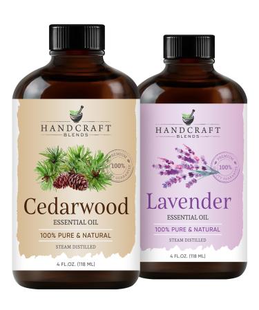 Handcraft Blends Serene Slumber Set: Lavender and Cedarwood Essential Oils (2 x 4 Fl Oz) 100% Pure & Natural for Diffuser Aromatherapy and DIY Projects