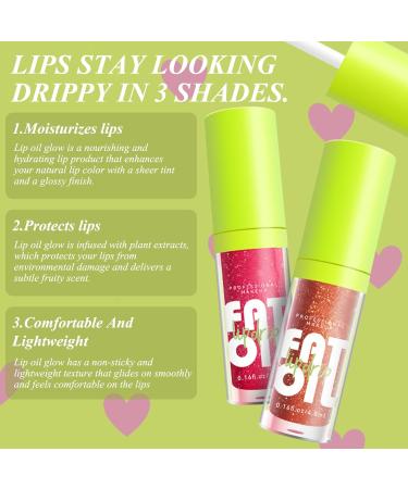 3PCS Fat Lip Oil Set - Long Lasting Glitter Liquid Lip Gloss - Moisturizing Tinted Plumper & Hydrating Lip Balm - Buy Online on GoSupps.com