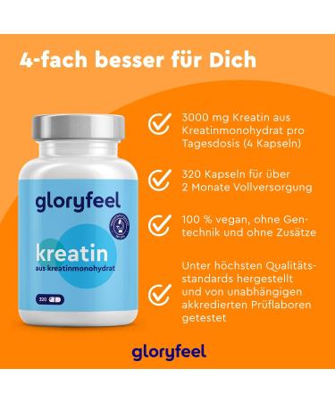 Creatin Capsules 320 pcs - High-Dosed 3 412 mg Creatine Monohydrate for Strength Training | Pure 3 000 mg Daily | Lab Tested - Boost Your Performance! - Buy Online on GoSupps.com