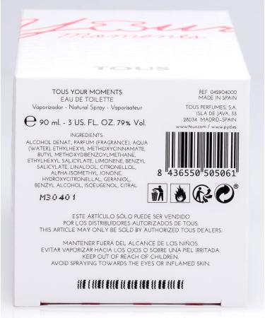 TOUS Your Moments By Tous For Women - 3 Oz Edt Spray 3 oz Multi Fruity 3 Ounce (Pack of 1) - Buy Online on GoSupps.com
