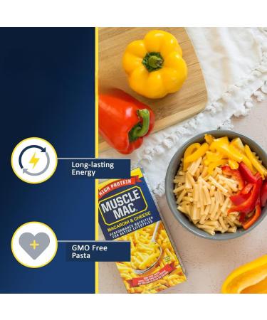 Muscle Mac High Protein Mac & Cheese Box | 20g Protein Macaroni Made with Real Cheese | Sharing Size Stovetop Boxes GMO Free Dye & Colour Free | 6.75oz Box (Pack of 2 Boxes) Cheddar Pack of 2 Boxes - Buy Online on GoSupps.com
