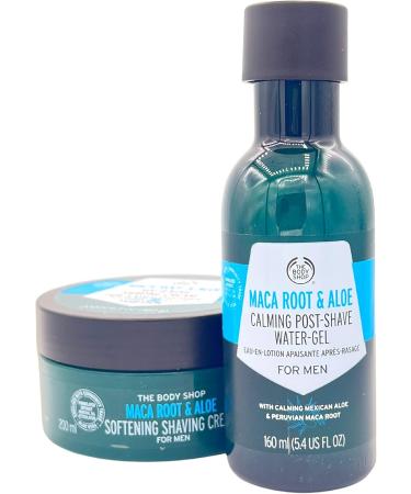 The Body Shop Maca Root & Aloe Softening Shaving Cream 200ml & Calming Post Shave Water Gel 160ml for Men - Buy Online on GoSupps.com