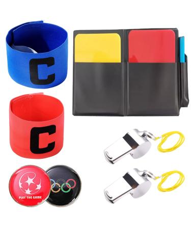 Vueinrg referee set with 2 metal referee whistle + red and yellow cards football + dial brand + 2 captain's binding c captain band for football game school sports - Buy Online on GoSupps.com