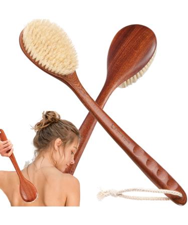 Focused on The Bathing Experience with Dry Brushing Body Brush  Long Wooden Handle with Back Scrubber  Shower Brush for exfoliator Skin and Remove Dead Skin Cells for Advanced Users Dry Body Brush