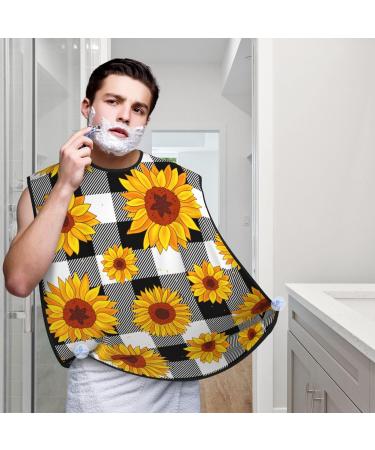Buffalo Plaid Sunflower Beard Bib | Non-Stick Beard Grooming Cloth for Men | Perfect Gift for Shaving & Trimming - Buy Online on GoSupps.com