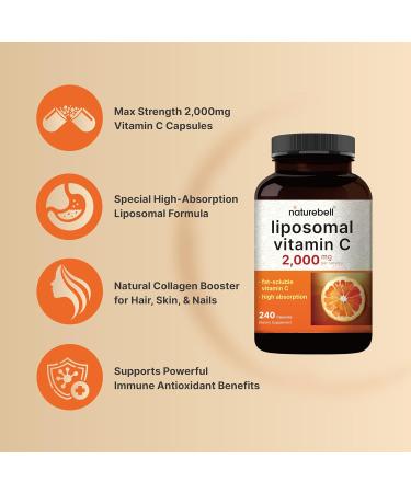 NatureBell Liposomal Vitamin C 2,000mg Per Serving 240 Capsules | High Absorption Fat-Soluble Vitamins Immune Support Collagen Booster Antioxidant Supplement Non-GMO Liposomal Vitamin C 240 Count (Pack of 1) - Buy Online on GoSupps.com