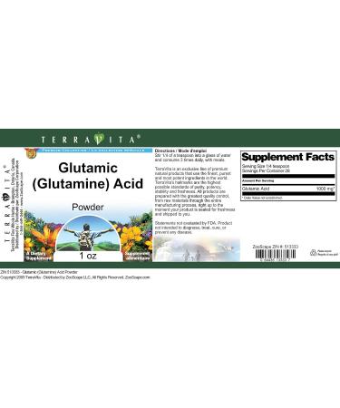 Glutamic (Glutamine) Acid Powder (1 oz ZIN: 513333) - Buy Online on GoSupps.com