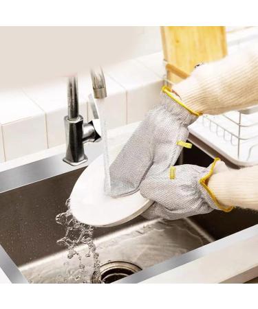 Muloo Housework Cleaning Gloves Non-Stick Wire Dishwashing Gloves Oil-Proof Waterproof Gloves Cleaning Brush for Washing Dish A# - Buy Online on GoSupps.com