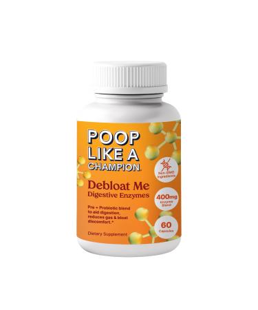 Poop Like a Champion Bloating Relief Digestive Enzymes Probiotic Powered Capsules to Support Digestive Health and Gas Relief 60 Capsules Debloat Me