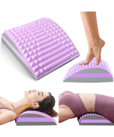 Neck & Back Stretcher 2 in 1 back and neck stretcher posture correction back stretch device back massage support to relieve neck pain & back pain (purple)