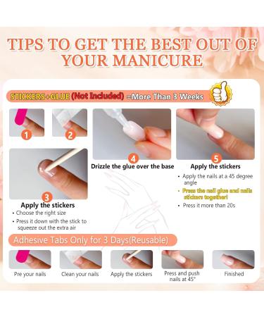  Ceboic Set of 24 short square acrylic press-on nails with glitter - 12 sizes - Full coverage - With gel glue - Buy Online on GoSupps.com