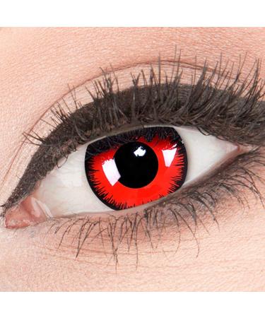 Funnylens Red Contact Lenses Red Lunatic WITH PRESCRIPTION - 1 Pair Colored Crazy Fun Motif Lenses incl. Case -2.00 -2.00