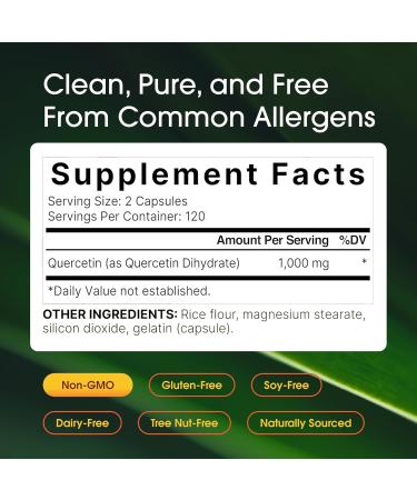 Naturebell Quercetin 1000mg | 240 Capsules | Ultra Strength Bioflavonoids Supplement for Healthy Immune Response, Anti-Inflammatory Support & Internal Circulation - Buy Online on GoSupps.com