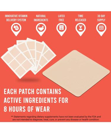 NURYSH Energy Boost B12 Vitamin Patch - 30 Topical Patches - Vegan & Keto Friendly - Supports Metabolism - Natural Energizing Ingredients - Men and Women - Buy Online on GoSupps.com