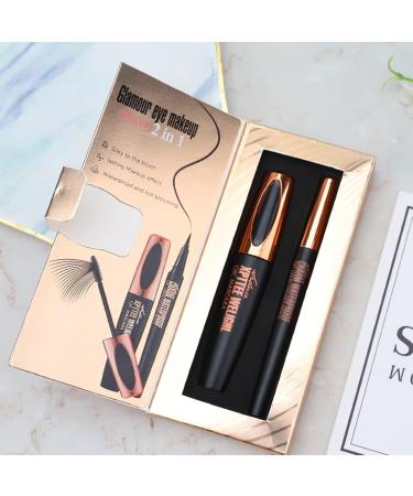 Buy 2 in 1 4D Silk Fiber Eyelash Mascara & Waterproof Liquid Eyeliner - Extra Long Thick Voluminous Lashes - Fast Drying Long-Lasting Black Mascara for Intense Definition - Buy Online on GoSupps.com