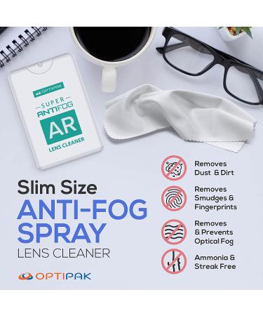 OPTIPAK Anti Fog Spray for Glasses - 4 Pack 20mL Portable Travel Friendly Cleaner with Cloth - Defogger for Eyeglasses, Goggles, Sunglasses - Ideal for Mask Wearers - Buy Online on GoSupps.com