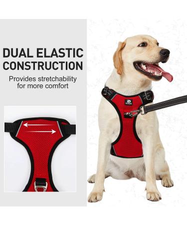 Docio Dog Harness for Medium & Large Dogs | No Pull Safety Design with Handle & Reflector Strip | Red Mesh (1 Pack) - Buy Online on GoSupps.com