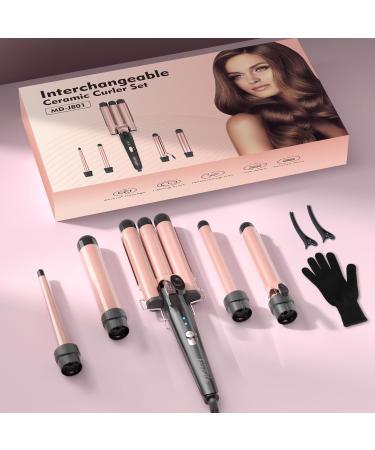 5 in 1 Wand Curling Iron Set - Interchangeable Ceramic Curlers Dual Voltage Hair Waver & Quick Heating Tool - Perfect for International Shipping - Buy Online on GoSupps.com