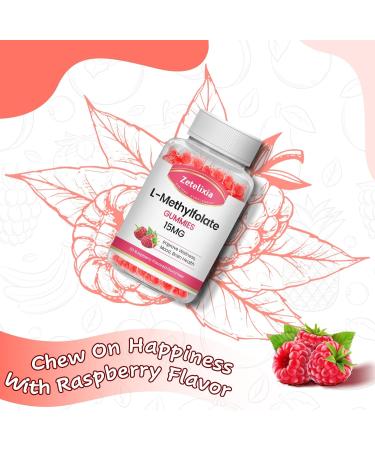 2 Pack L-Methylfolate 15mg Gummies - Vegan Folate & B12 Supplement for Brain Mood & Immune Support - Raspberry Flavor 120 Count Total - Buy Online on GoSupps.com