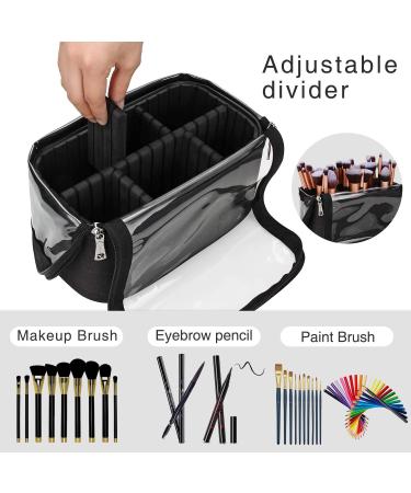 Large Black Makeup Brush Case Organizer with Adjustable Dividers and Shoulder Strap - Buy Online on GoSupps.com