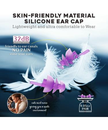 Buy Ear Plugs for Sleeping - 2 Pairs SNR 32dB Noise Suppression Silicone Earplugs - Soft Reusable Ideal for Sleep Travel Study and Work - Buy Online on GoSupps.com