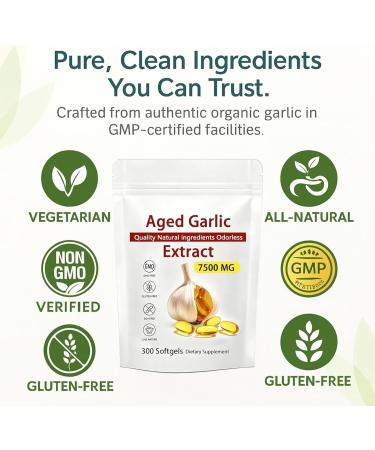 Aged Garlic Extract 300 Count 7500mg Odorless Organic Garlic Supplement for Heart & Immune Support Vegetarian Non-GMO All-Natural Softgels 2-Year Matured for Antioxidant Wellness (1) - Buy Online on GoSupps.com