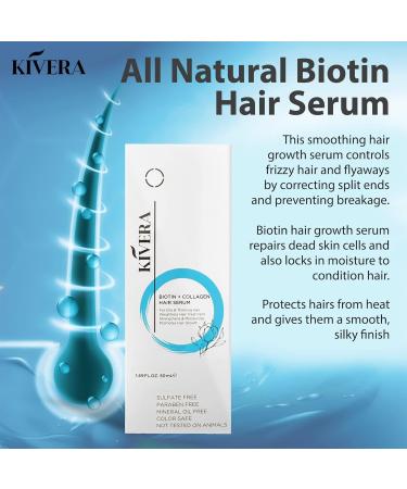 KIVERA Biotin & Collagen Hair Serum - Natural Hair Growth Formula - 5 Pack 1.69 Fl Oz - Buy Online on GoSupps.com