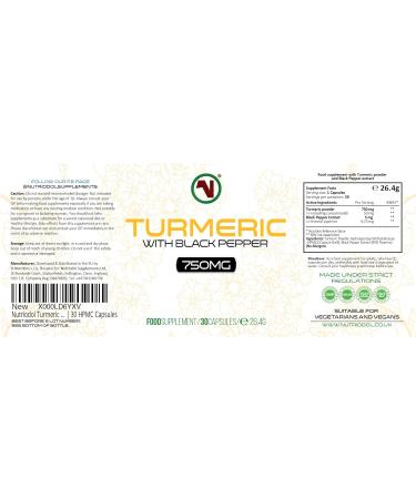 Nutriodol Turmeric Curcumin 750mg with Black Pepper Extract - Stock Clearance | 30 HPMC Capsules - Buy Online on GoSupps.com