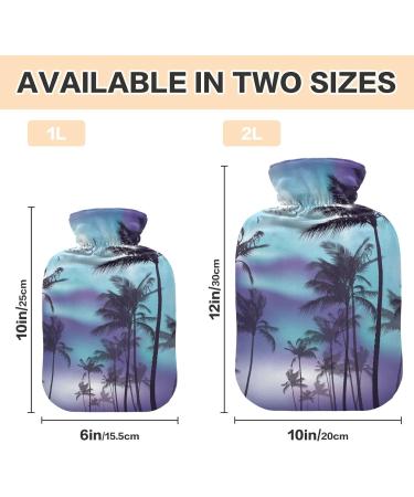 Hot Water Bottle 2L with Cover - Palm Trees at Sunset Design for Pain Relief & Winter Warmth - Buy Online on GoSupps.com