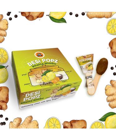 GO DESi - DESi POPz - Khatta Nimbu (40 Pieces) | All Natural | Sugar Free | Handmade Lollipop | Lemon Candy | Lemon Pop, 360 g