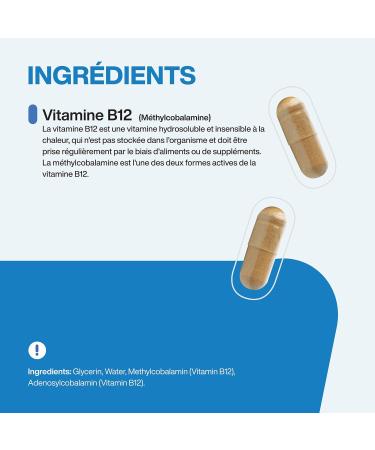 AEON LABS Vitamin B12 1000 g - 180 Capsules - Helps Improve Energy Immunity and Fatigue - Daily Dose (6 months) - Vegan - Sugar Lactose and Gluten Free - Laboratory Tested - Buy Online on GoSupps.com