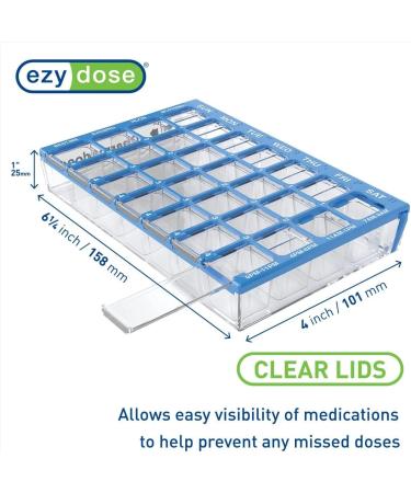Buy EZY DOSE 2 Pack Weekly Pill Organizer - 7-Day Medicine & Vitamin Case Clear Lids 4 Daily Compartments - Ships Internationally - Buy Online on GoSupps.com