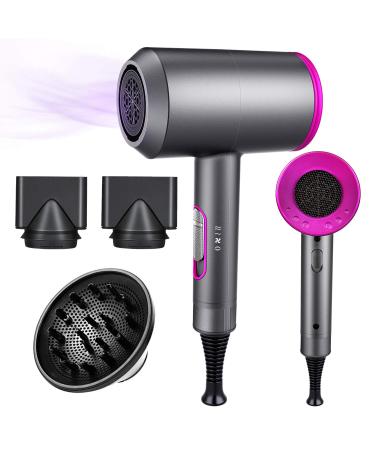 Diffuser Hair Dryer Professional Hair Dryer for Fast Drying Blow Dryer with 2 Nozzles & 1 Diffuse Travel Hair Dryer with 3 Temperature & 2 Speed Low Radiation for Home Salon Pregnant
