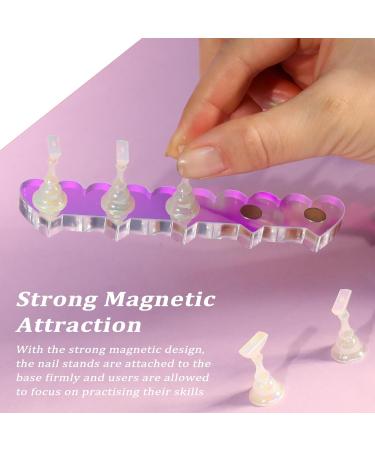 ANGNYA 2 Set Heart-Shaped Nail Stands for Press On | Aurora Nail Holder with Reusable Adhesive Putty | Strong Magnetic Nail Display Art Stand for Painting Nails - Sliver - Buy Online on GoSupps.com